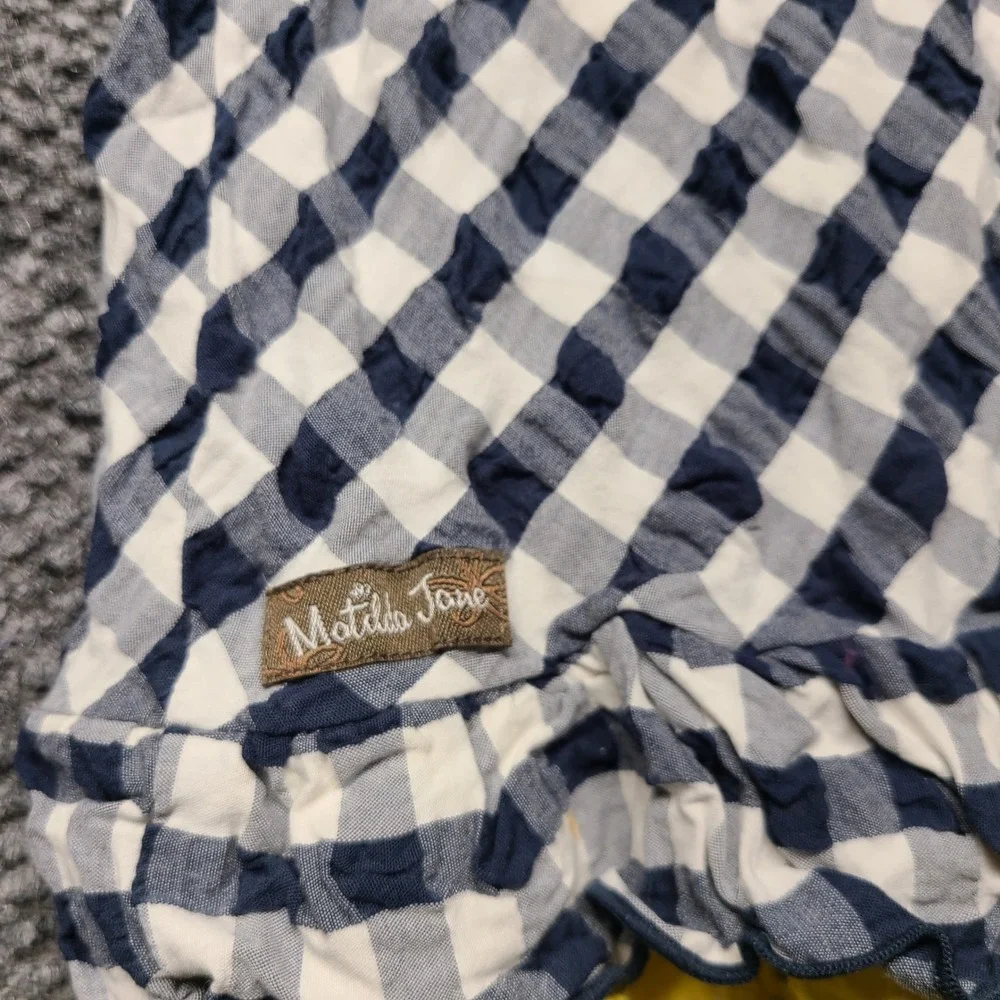 Matilda Jane Girls Gingham Floral Ruffle Dress Blue Yellow Size 6 33002D